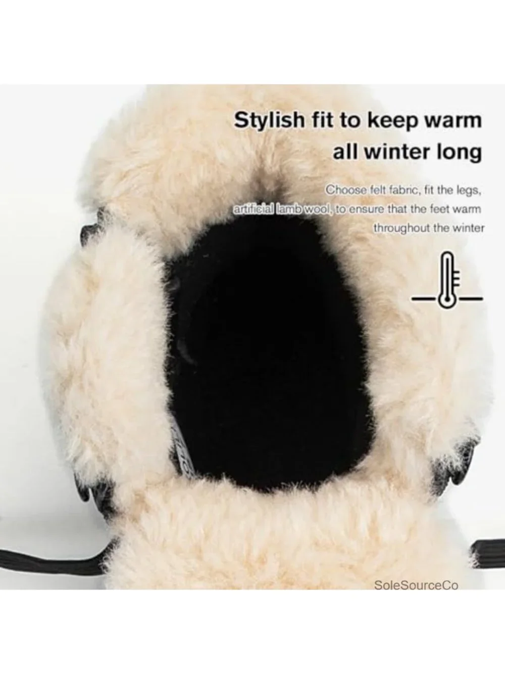 Women's Waterproof Snow Duck Boots with Fur Lining, Anti-Slip Sole, Lace-Up
